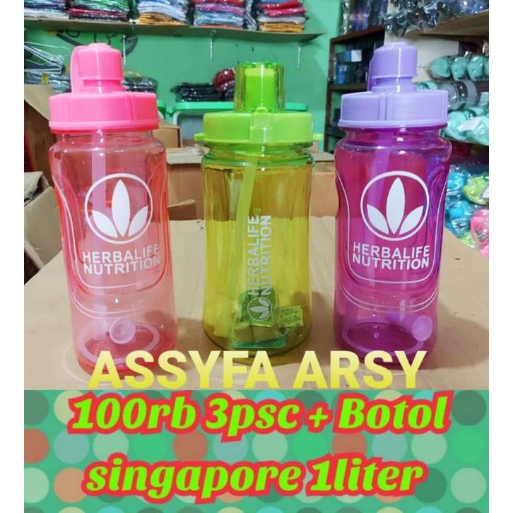 PROMO BOTOL MINUM #HERBALIFE/ BOTOL SINGAPORE 1LITER 1PSC DAN 1LITER MY BOTTLE 2PSC FREE BUBBLE WRAP