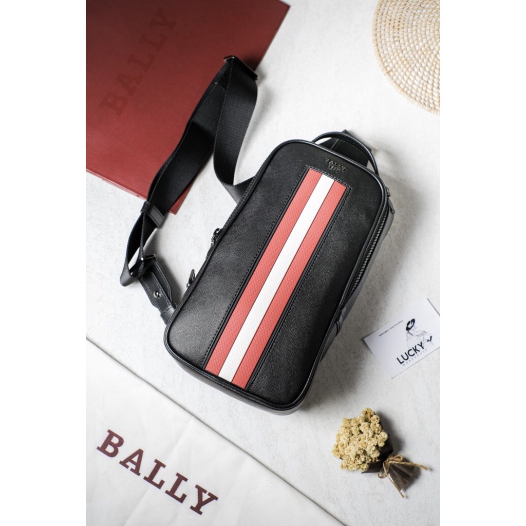 Bally Tanis Coated Canvas Sling Bag In Black - ORIGINAL 100%