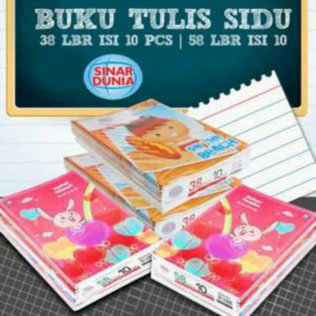 

Buku tulis Sinar Dunia ( SIDU ) 38 Lembar dan 58 Lembar 1 Pak Isi 10 Buku
