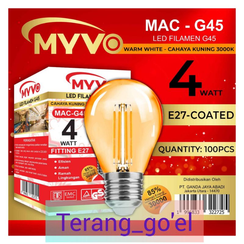 MYVO LAMPU LED FILAMEN KUNING 4 WATT // LAMPU LED HIAS OURDOOR // LAMPU CAFE