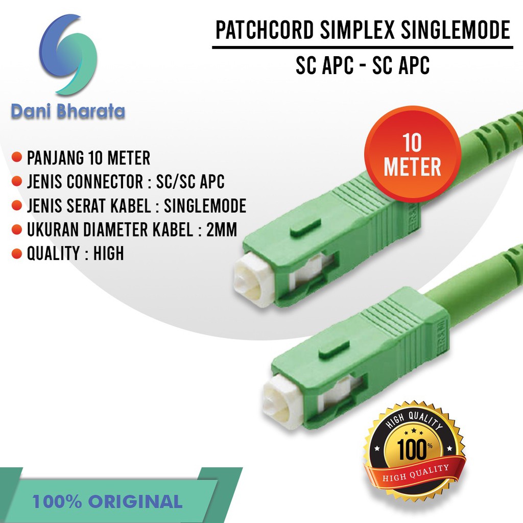 Kabel Patchcord 10 Meter SC APC To SC APC SM Kabel Jumper Fiber