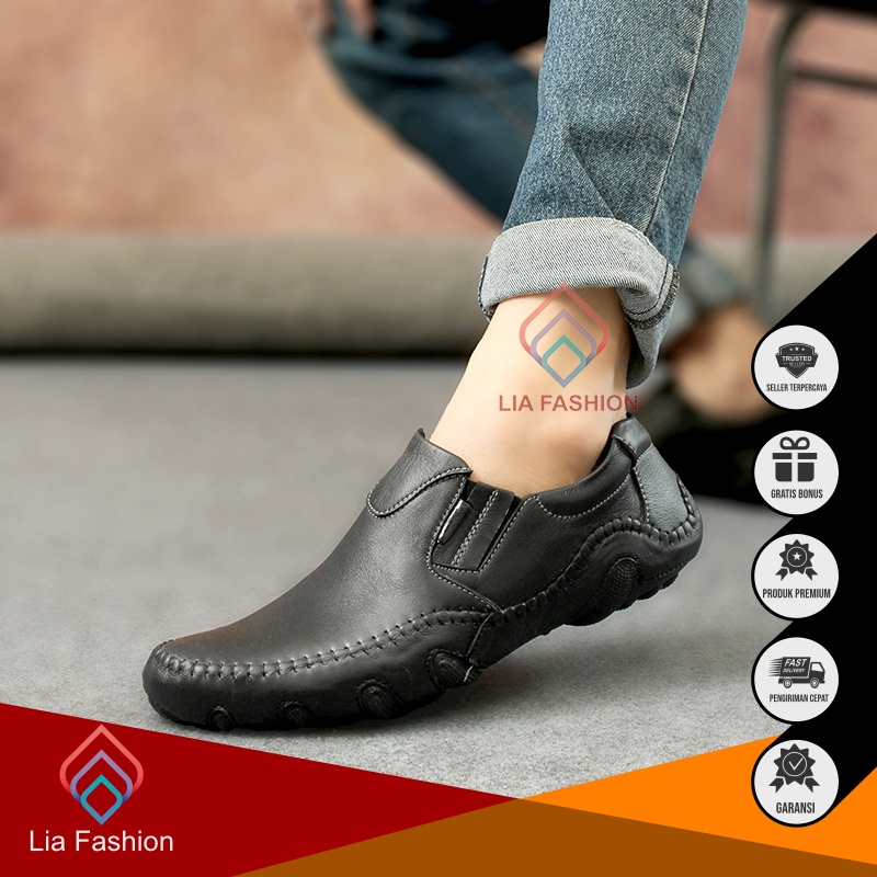 Sepatu Paspampres Kulit Asli Pria Import Pantofel Pria Tanpa Tali Kulit Dewasa Kulit Cibaduyut Casua