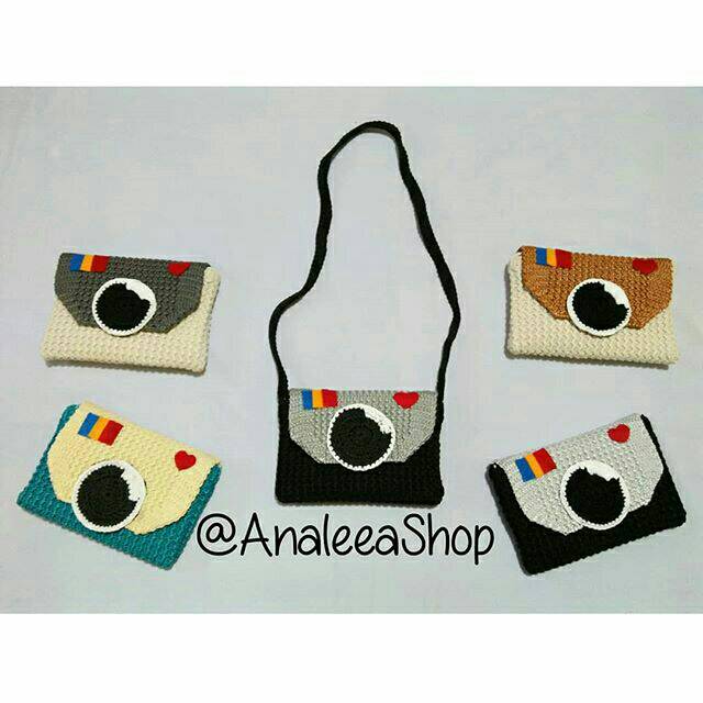 Tas rajut selempang ikon instagram persegi panjang