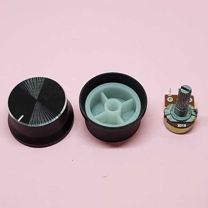 Black Knob / Button Aluminium 35mm Utk Potensio