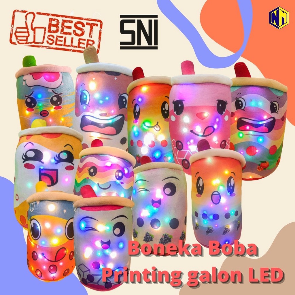 Boneka BOBA Bantal BOBA Printing Galon LED Label SNI