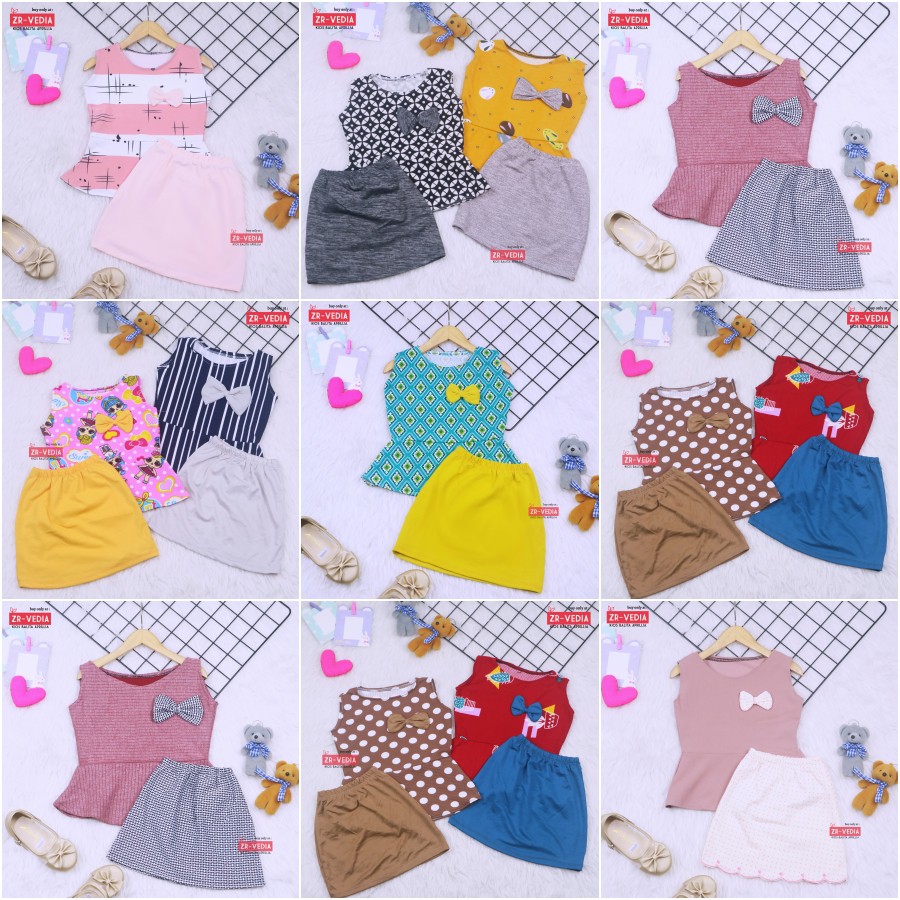 Setelan Anak Jelita uk 2-3 Tahun / Setelan Balita Bawahan Rok Perempuan Baju Pesta Model Peplum