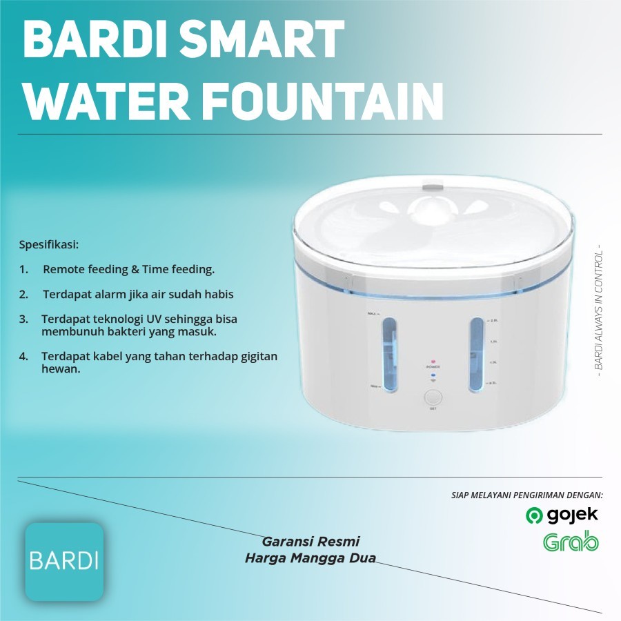 Bardi Smart Water Fountain Dispenser minuman kucing/anjing otomatis