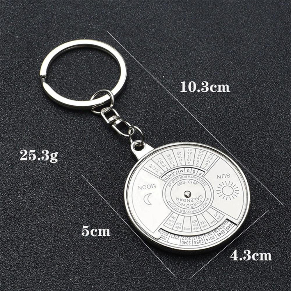 [Elegan] Hadiah Gantungan Kunci Kalender Abadi 3D Silver Dari Alloy Keyring