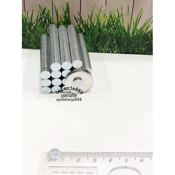 Magnet NEODYMIUM bulat ukuran 8x2 1pcs