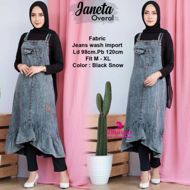 JANETA OVERAL | Overal Jeans Denim Wanita | Baju Kodok Lepis