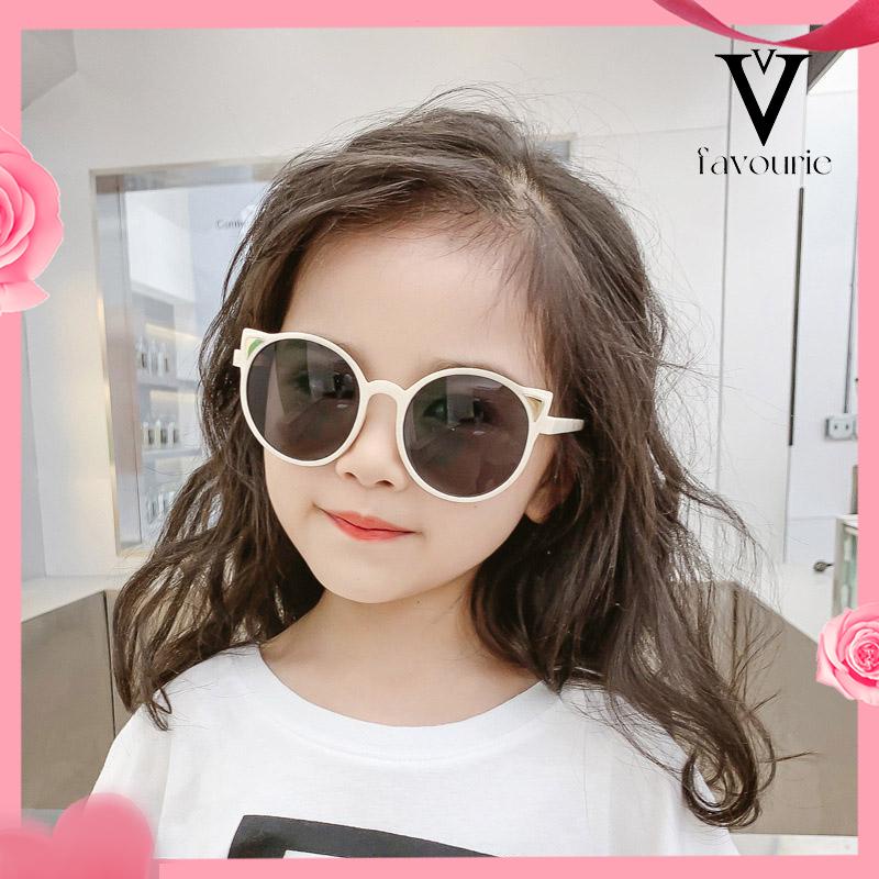 [COD]Anak-anak Lucu Bentuk Gadis Fashion Bingkai Bulat Kacamata Perlindungan UV-FA