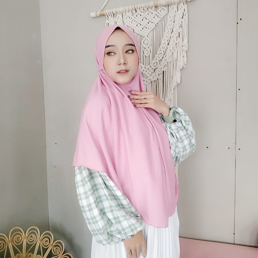 Hijab Instan Bergo Emilia XL Tali instan kaos Bergo-EMILIA DUSTYPINK