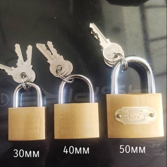 Kunci gembok kuning 30mm 40mm 50mm