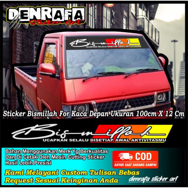 Stiker Cutting Bismillah Untuk Kaca Depan Mobil Pick Up Truck Pribadi