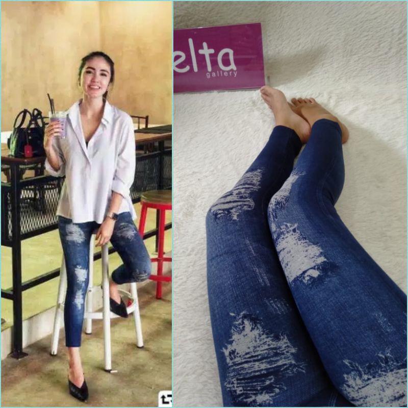 Celana Legging Jeans Wanita Tebal Premium Cukup Standar Sampai Jumbo XXXL