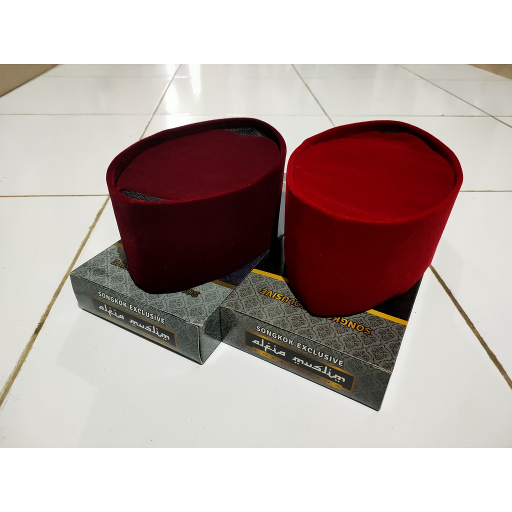 Songko Kopiah Peci Merah Marun Produk Alfia Songkok Exsclusive