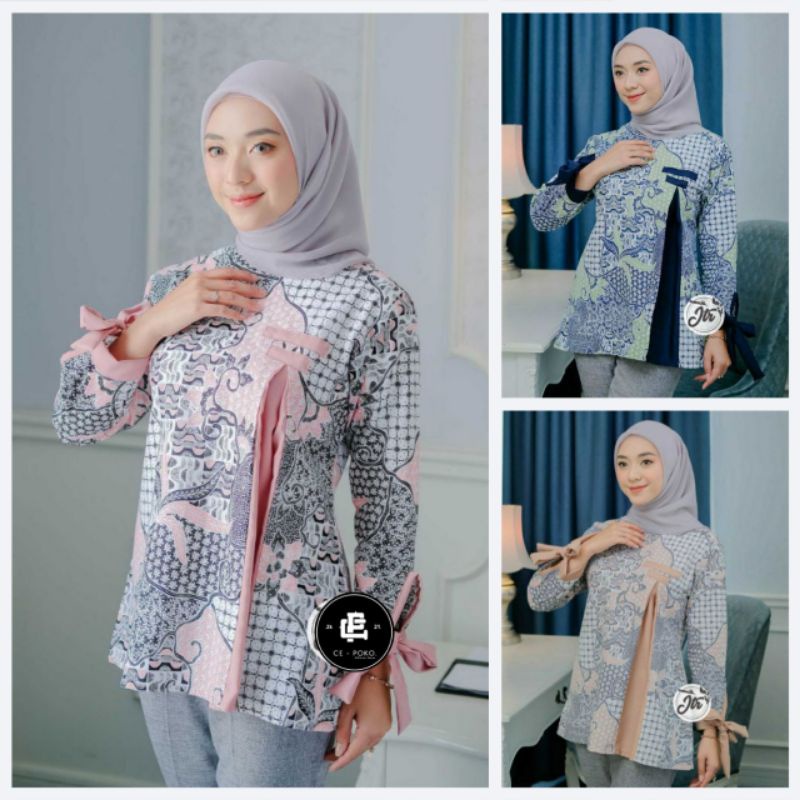 BAJU BATIK WANITA MODERN MONALISA GENES M,L,XL asli PEKALONGAN