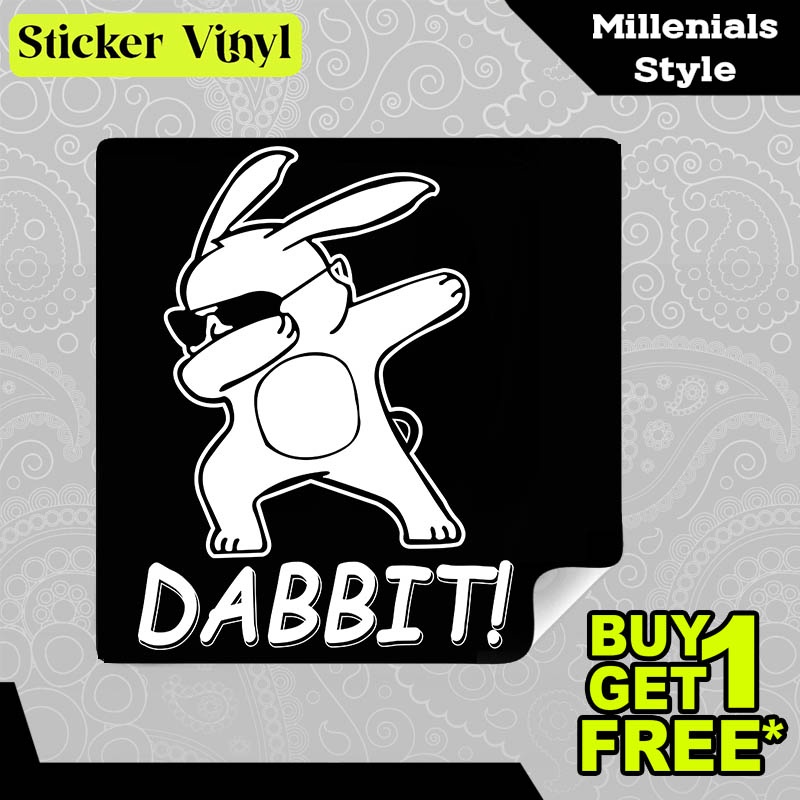 

Stiker Sticker DABBIT! Rabbit Gambar Unik Desain Keren dan Kekinian Aesthetic Bahan Vinyl Satuan Anti Air