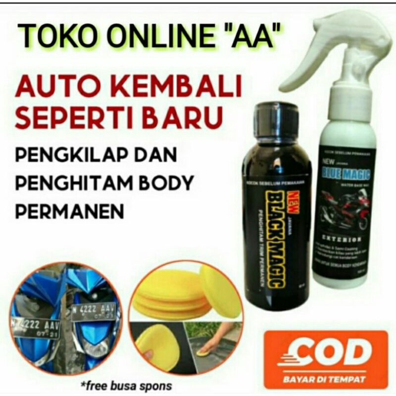 PAKET HEMAT | PENGHITAM DAN PENGKILAP BODY MOTOR PERMANEN | BLACK & BLUE MAGIC