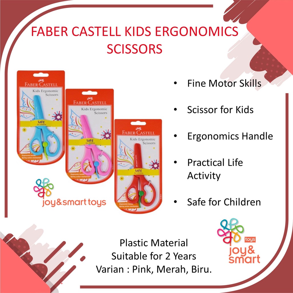 Jual JOY SMART TOYS FABER CASTELL KIDS SCISSORS ERGONOMICS GUNTING ANAK