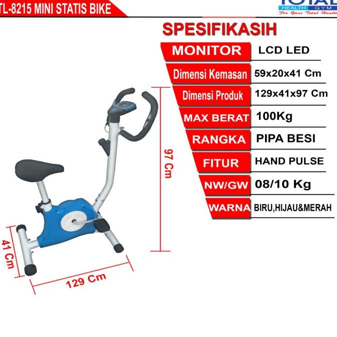 Sepeda Fitnes Statis Belt / Sepeda Mini Bike Total Tl-8215
