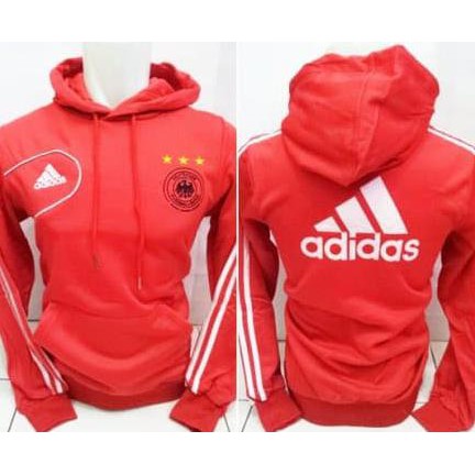 Hoodie Jaket Bola Grade Ori Jerman Merah