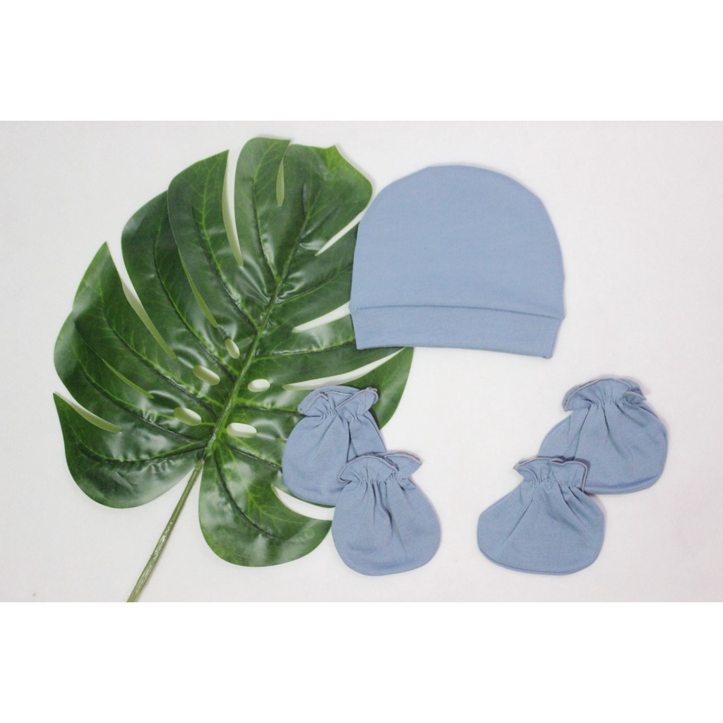 TOPI SET BAYI VINATA POLOS / SET SARUNG TANGAN KAKI + TOPI BAYI  VINATA