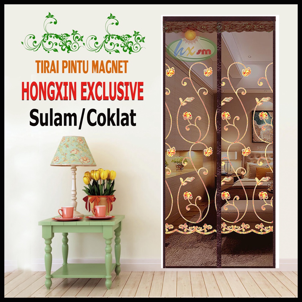 tirai pintu anti nyamuk hongxin ori  kualitas no 1  SULAM COKLAT