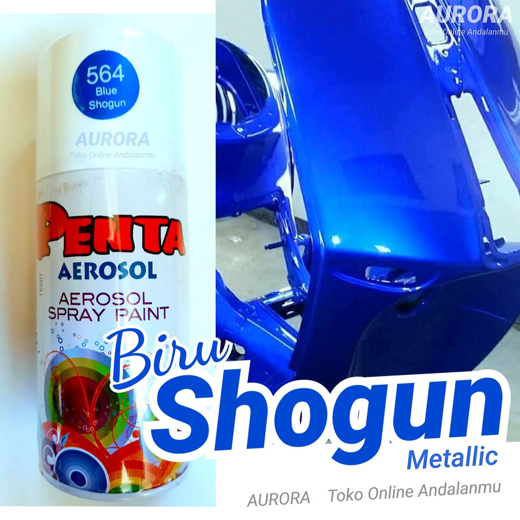 Cat Pilox Biru Sogun Penta Super Gloss Aerosol Shogun Blue Metallic Metalik Metalic Spray Spet