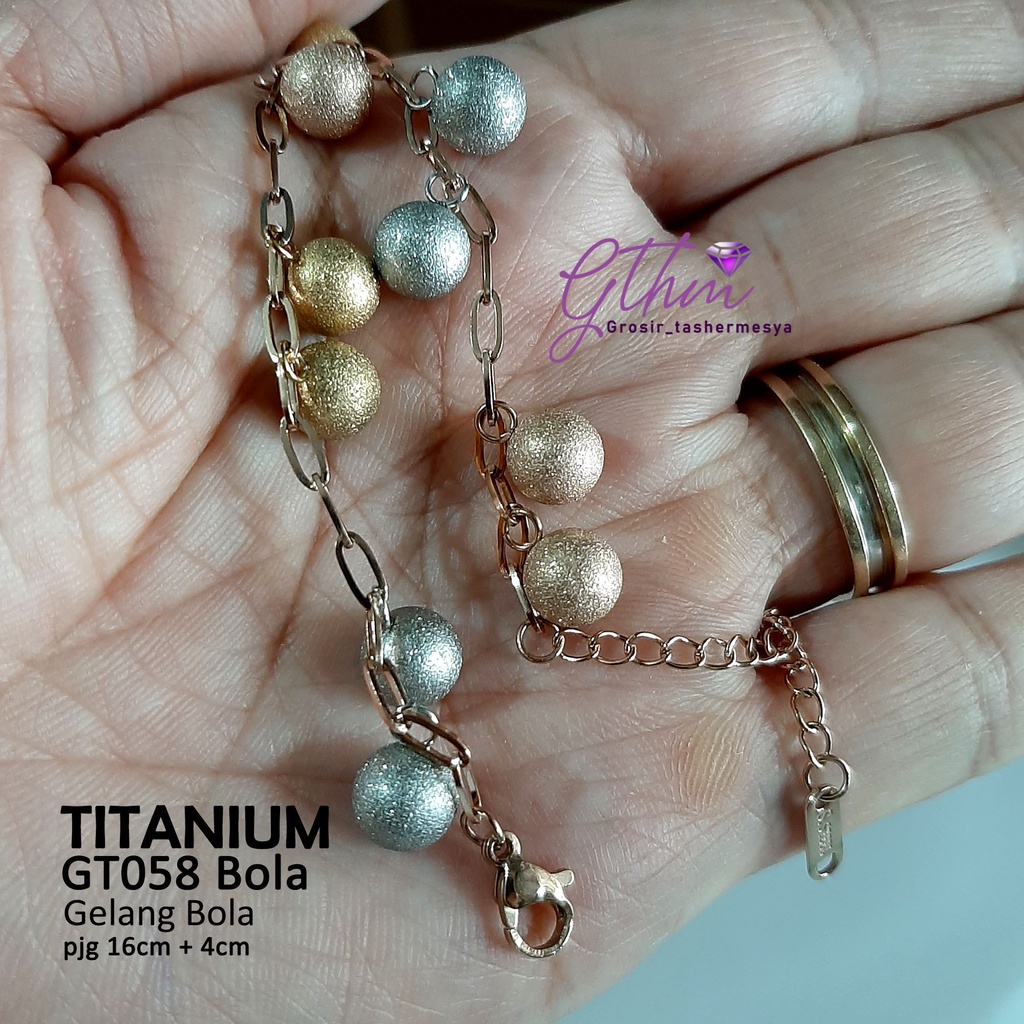 Gelang Wanita Titanium Stainless Steel Bola Kombinasi Perhiasan Fashion Import kualitas Premium gt058