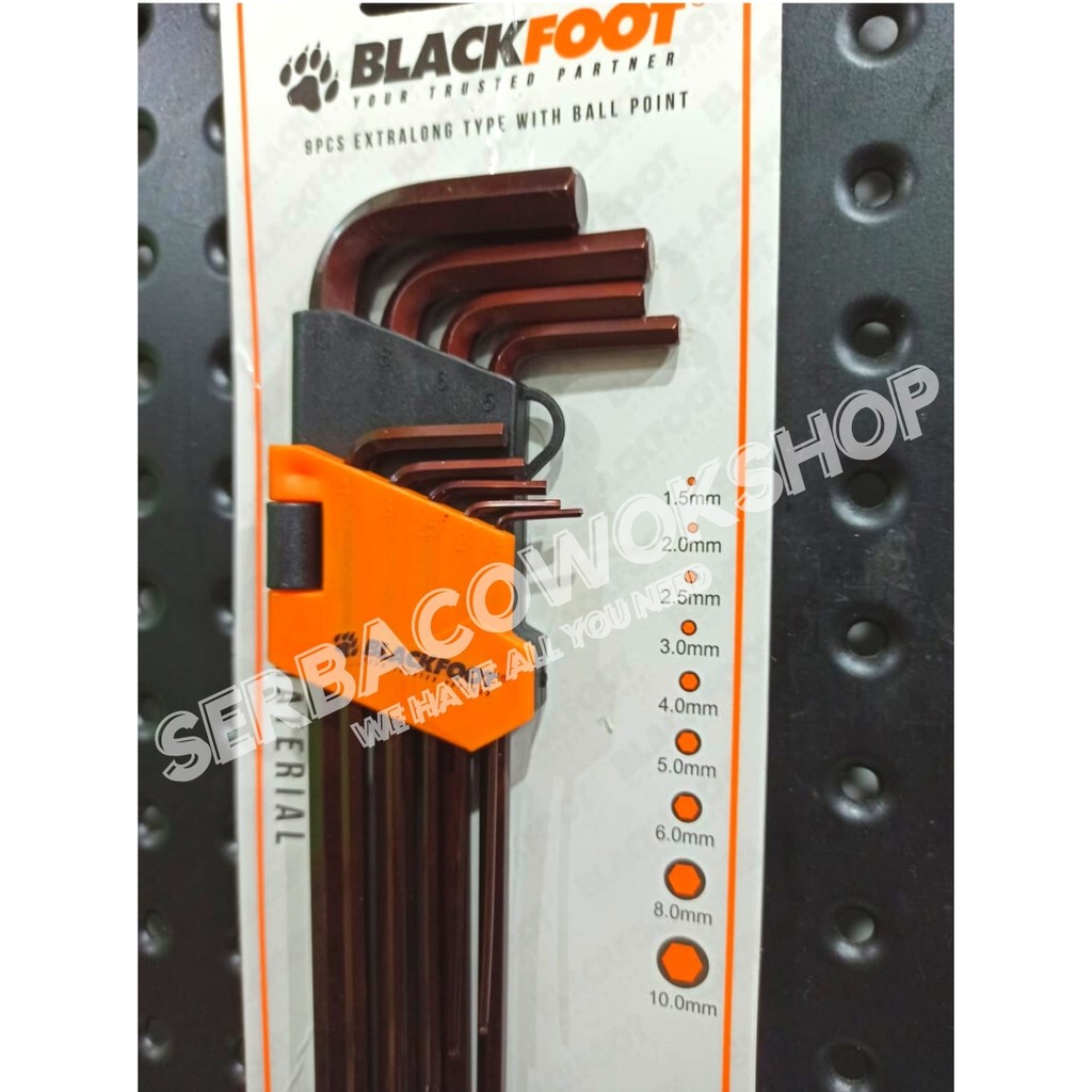 Blackfoot Kunci L Ballpoint Extra Long 9 Pcs Hex Key Wrench Set Material S2 Termurah Berkualitas