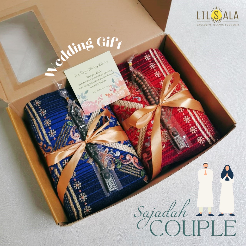 [pkpremLTZ4] Kado Pernikahan Hampers Gift Paket Kado Pengantin Premium Sajadah Couple Tebal dan Tasbih hadiah wedding nikah kawin