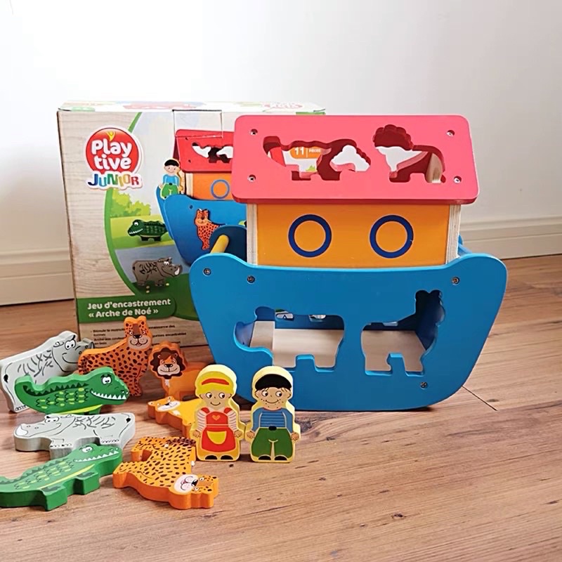 playtive junior wooden noah’s ark shape sorting toys