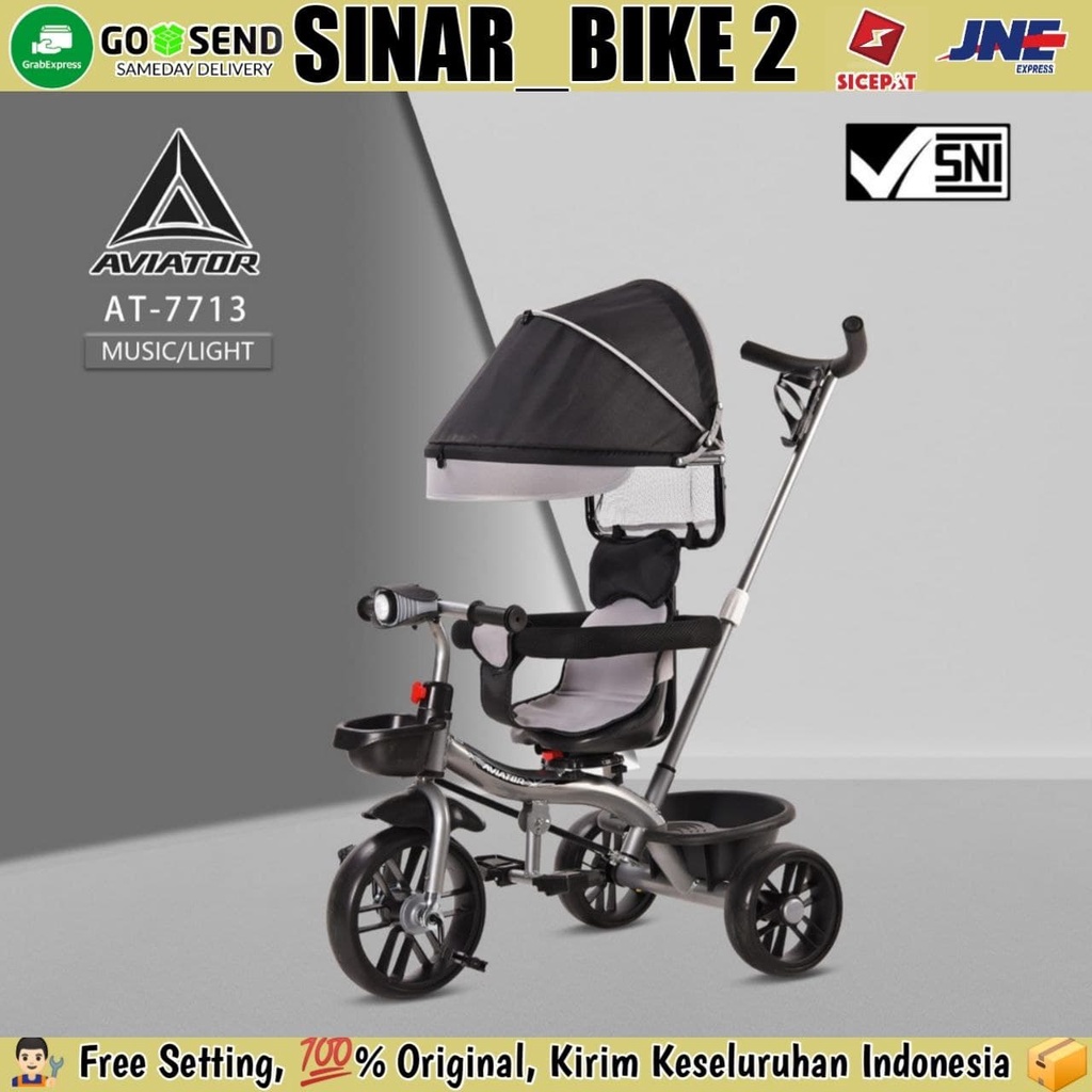 Sepeda Anak Roda Tiga Tricycle AVIATOR AT 7713 Kursi Bisa Putar 360°