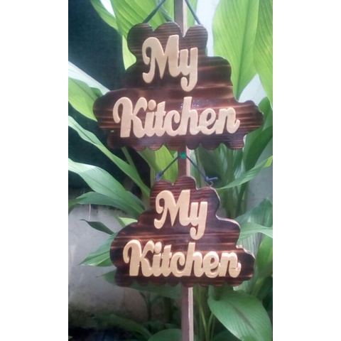 Dekorasi tulisan My Kitchen kayu jati belanda
