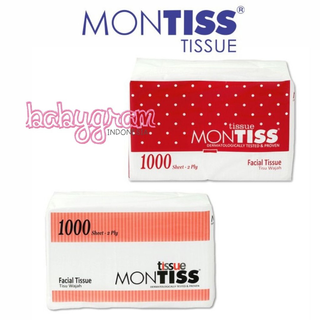 MONTISS 1000 Sheets Facial Tissue Tissu Tisue montis Tisu wajah 1000 sheet 2 Ply 2ply gram