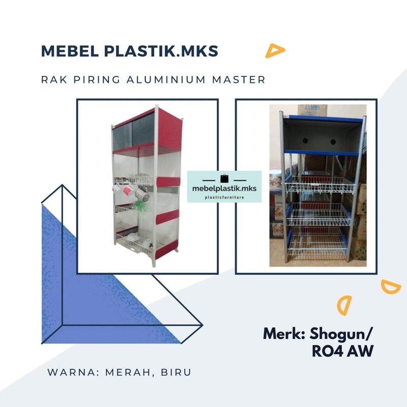 Rak Piring/ Rak Gelas/ Rak Aluminium Master Warna Merah/Biru RO4AW / SHogung