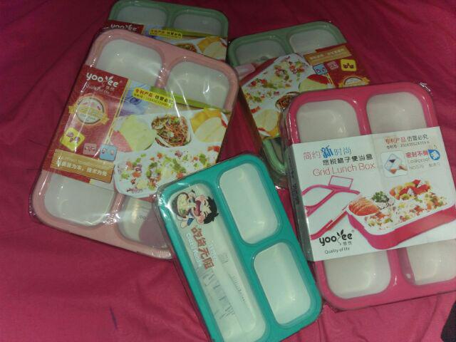 Lunch Box Sekat 3 Yooyee 633 Anti Tumpah Yooyee Mini  Sekat 3 Lunch Box