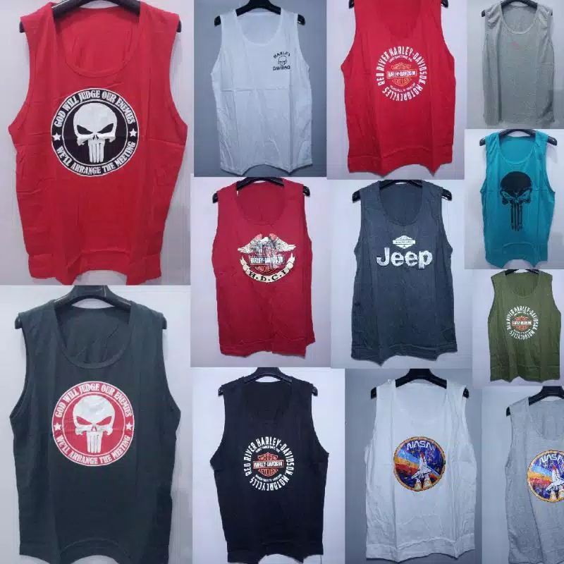 KAOS SINGLET LEKBONG UKURAN XL XXL XXXL XXXXL XXXXXL Jumbo OVERSIZE BAHAN LEMBUT MOTIF RANDOM PRIA W