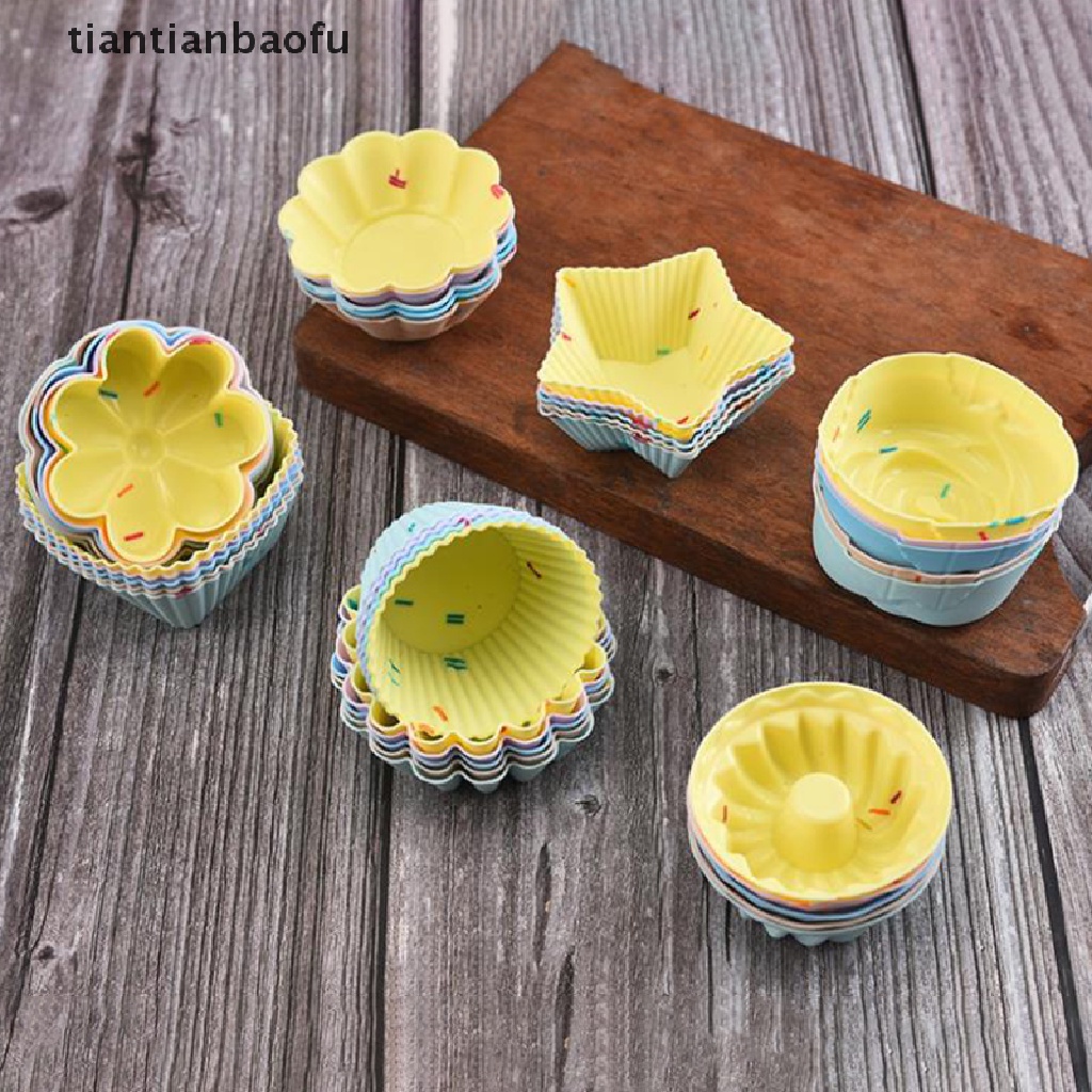 5 Pcs Cetakan Kue Muffin Bahan Silikon Untuk Dekorasi