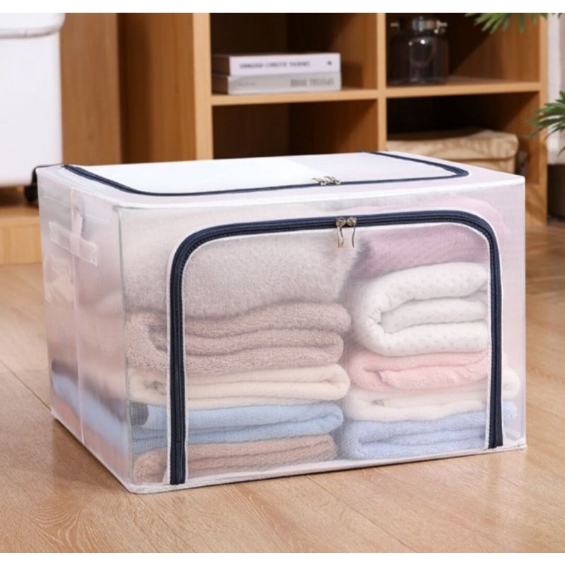 Double Zipper Storage Box 66L 66 L 66 Liter 66 Liters / Kotak Wadah Tempat Pakaian Baju Selimut Bed 