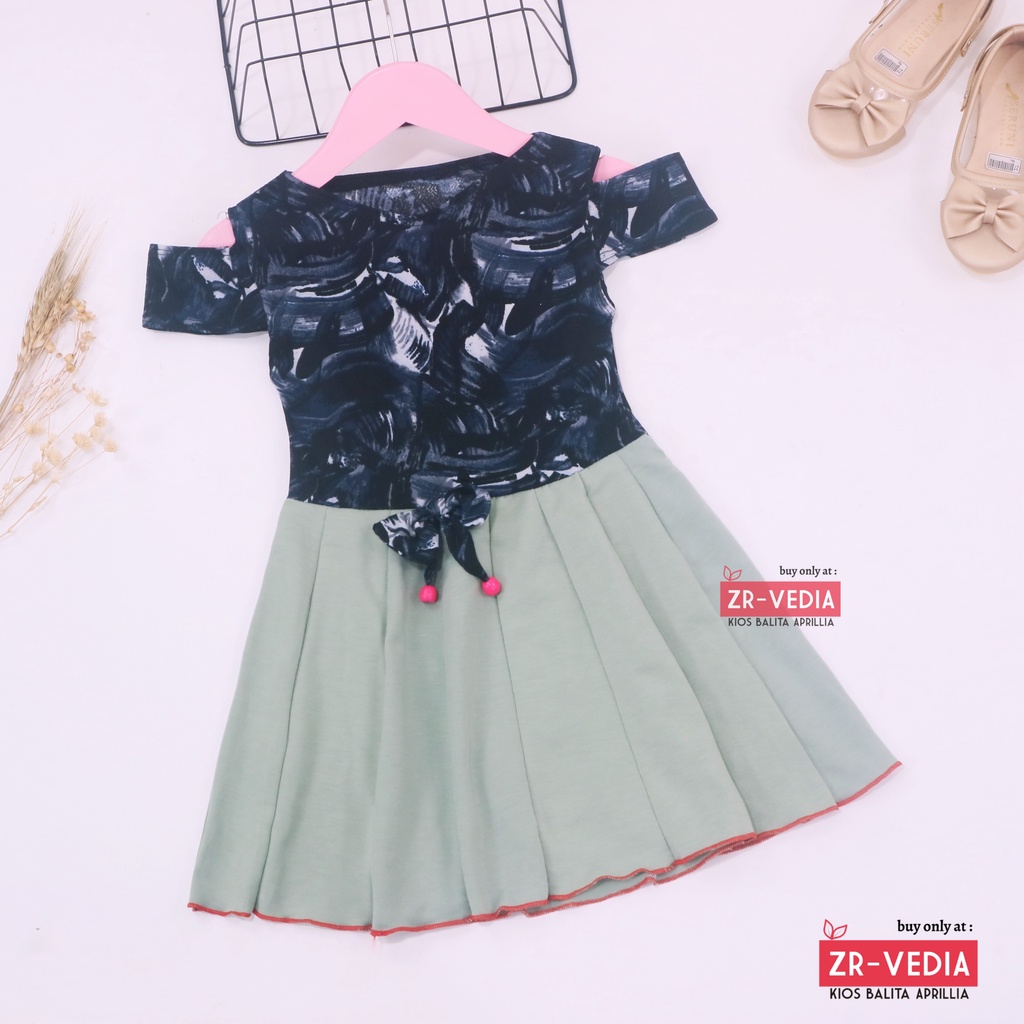 Dress Kanaya uk 1-2 Tahun / Dres Anak Perempuan Motif Baju Cewek Model Gaun Lengan Pendek