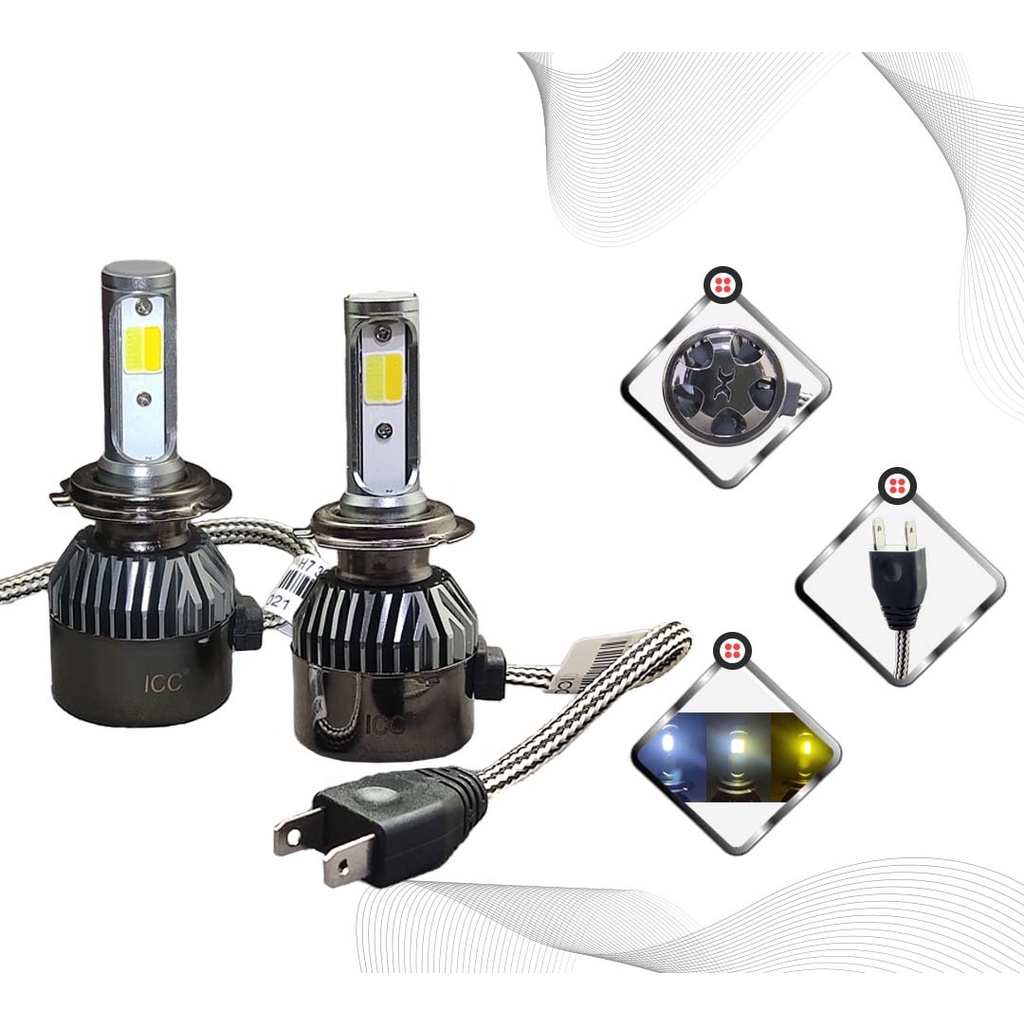 LAMPU LED HEADLAMP H7 3 WARNA Icplus MERK ICC 3600 Lumens 3000 4300 6000 Kelvin I SKU-2300