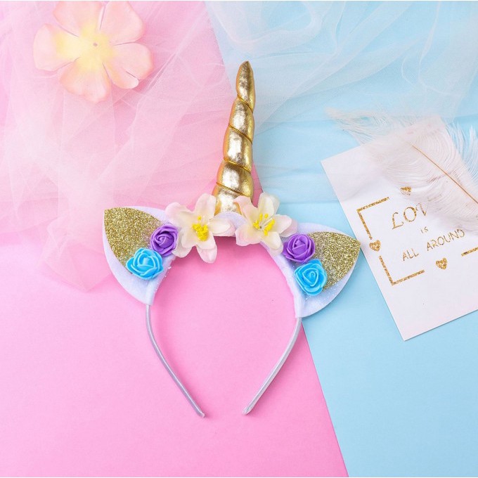 Bando Unicorn Bunga Untuk Pesta Tuan Putri Anak Perempuan Cantik Lucu Telinga Kucing Pegasus
