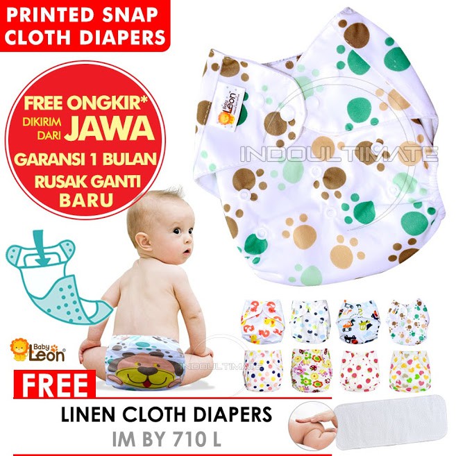 ORI BABY LEON Clodi popok kain bayi motif FREE INSERT baby cloth diapers diaper newborn