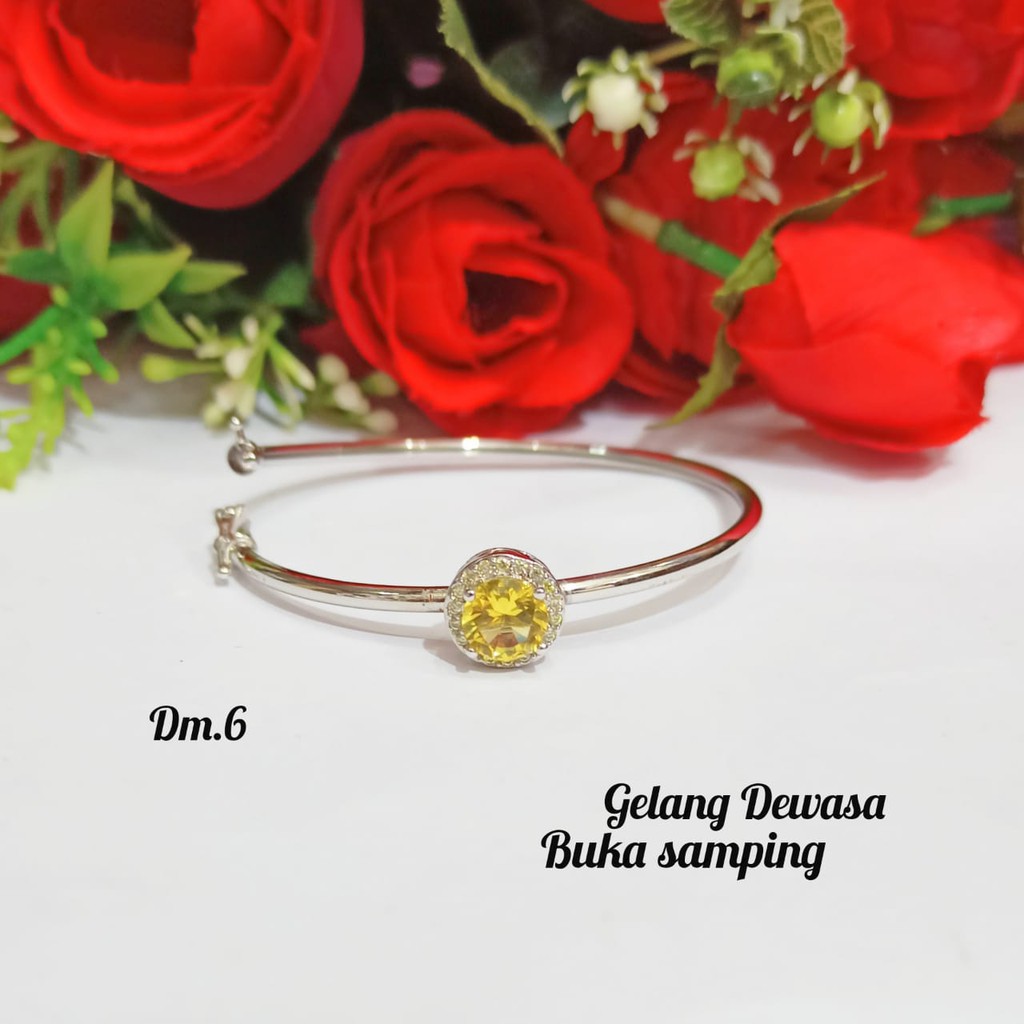 Gelang TITANIUM Dewasa Permata Satu Buka Samping Perhiasan Wanita Gold danSilver limited edition (COD)