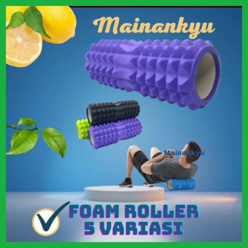 (MAINANKYU) Roller Alat bantu Yoga Hollow Column Foam Gym Massage Exercise - D334 - Light Blue