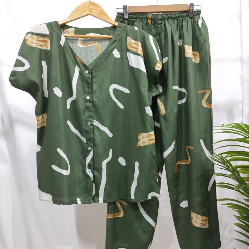 PIYAMA RAYON | PIYAMA VNECK | PIYAMA KEKINIAN | BAJU RUMAHAN-KCPD B