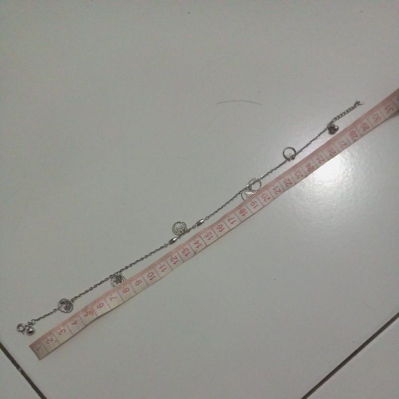 gelang kaki perak di crom emas putih