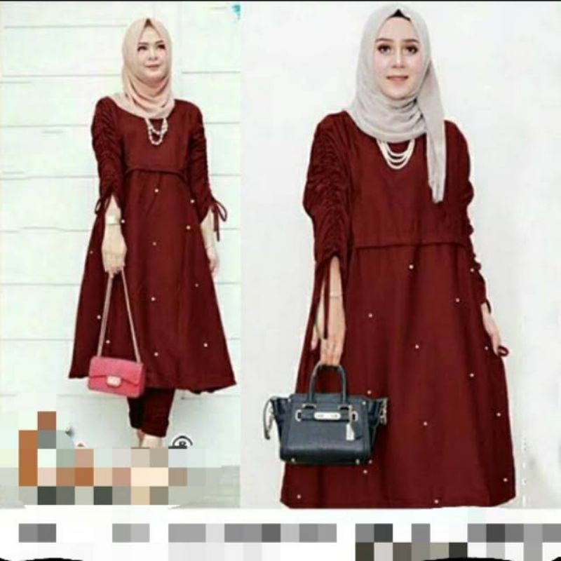 Pearly tunik atasan wanita fashion muslim